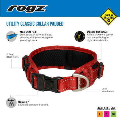 Rogz Utility Classic PaddedCollar Pink Xxlge