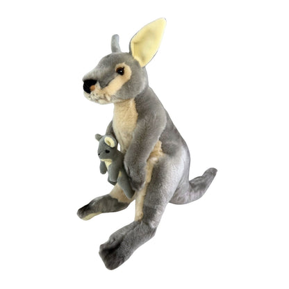 Bocchetta Plush Trudy - Kangaroo with joey - 40cm, grey