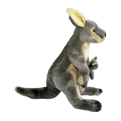 Bocchetta Plush Trudy - Kangaroo with joey - 40cm, grey