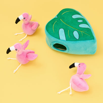 ZIPPYPAWS ZIPPY BURROW - FLAMINGOS IN MONSTERA