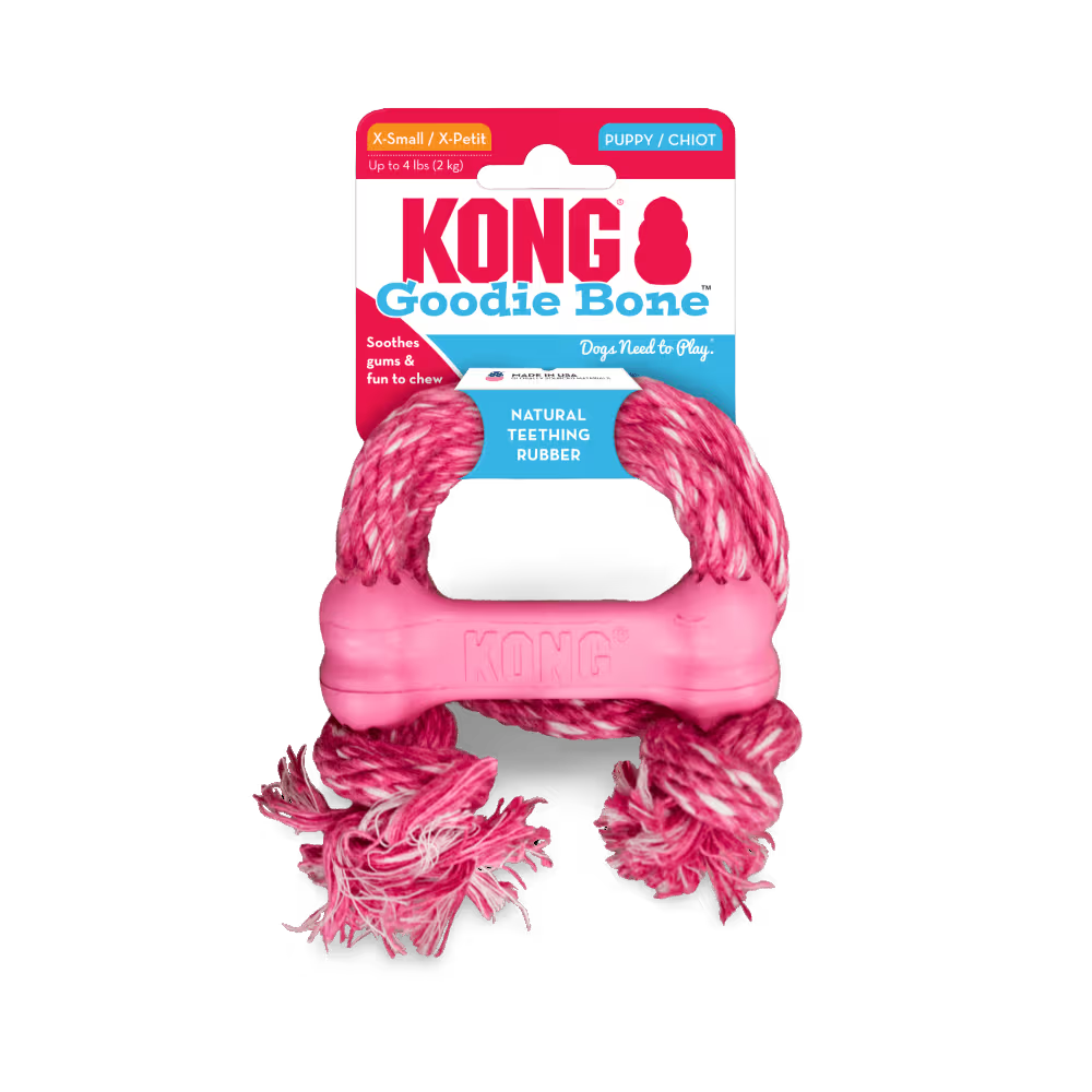 KONG PUPPY Goodie Bone With Rope Xsmall