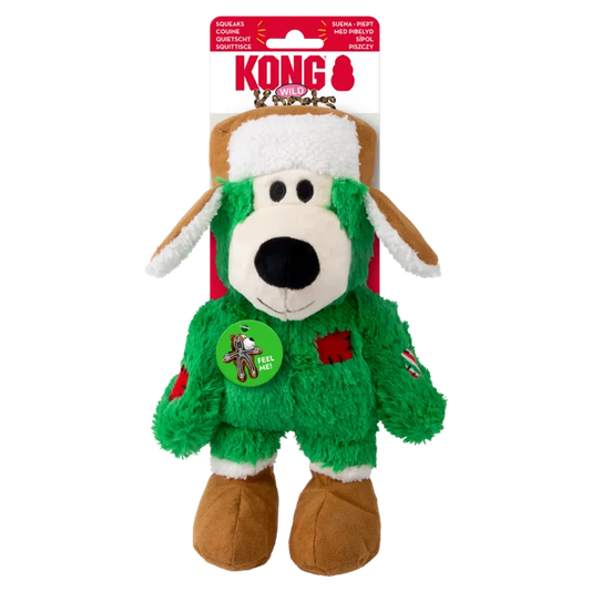 Kong Holiday Wild Knots Bear Plush Dog Toy - Medium/Large