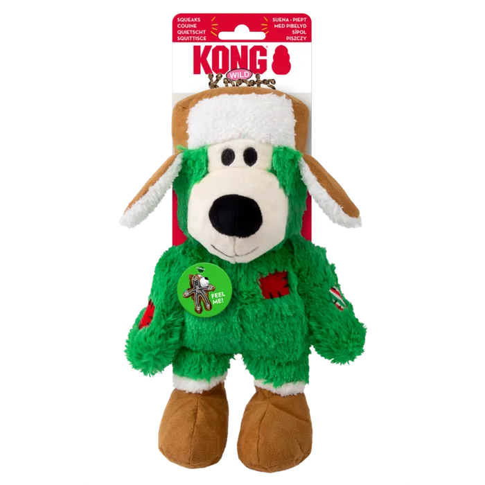 Kong Holiday Wild Knots Bear Plush Dog Toy - Medium/Large