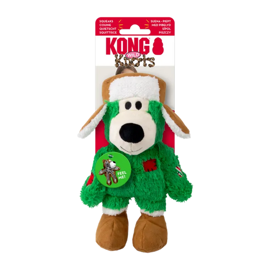 KONG Holiday Wild Knots Bear Plush Dog Toy - Small