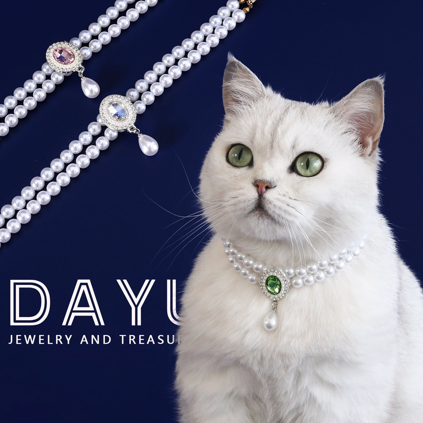 Faux Pearl & Crystal Necklace for Cats & Small Dogs