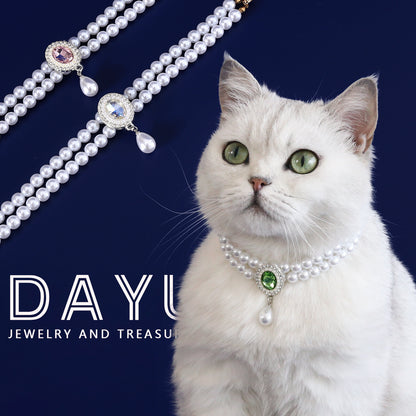 Faux Pearl & Crystal Necklace for Cats & Small Dogs