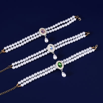 Faux Pearl & Crystal Necklace for Cats & Small Dogs