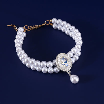 Faux Pearl & Crystal Necklace for Cats & Small Dogs