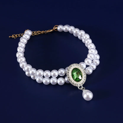 Faux Pearl & Crystal Necklace for Cats & Small Dogs