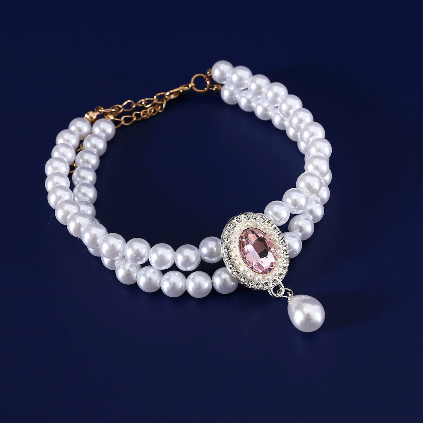 Faux Pearl & Crystal Necklace for Cats & Small Dogs