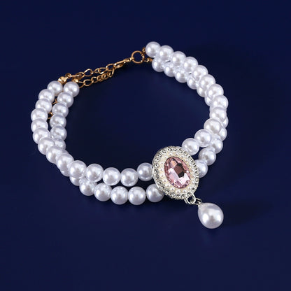 Faux Pearl & Crystal Necklace for Cats & Small Dogs