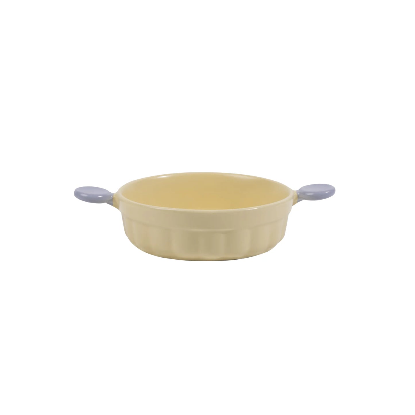 Ceramic Pet Bowl with Handles - Yellow