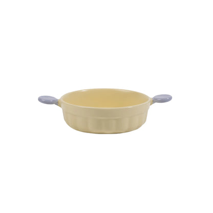 Ceramic Pet Bowl with Handles - Yellow