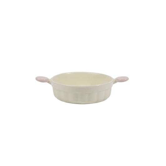 Ceramic Pet Bowl with Handles - Milky White