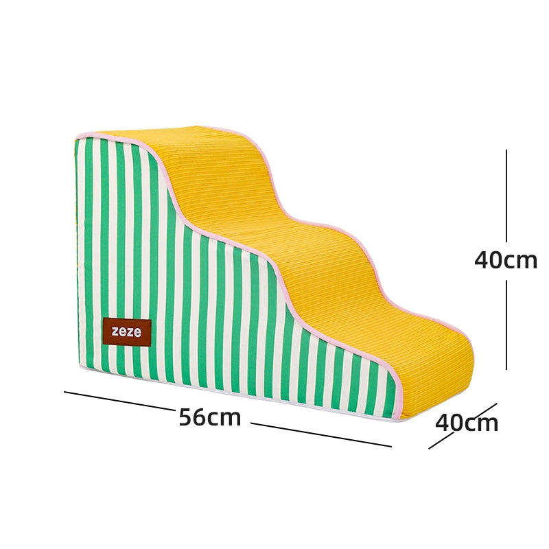 Zeze Striped Pattern Pet Stairs (3-Tier)