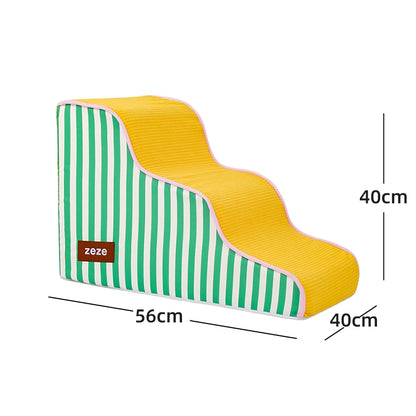 Zeze Striped Pattern Pet Stairs (3-Tier)