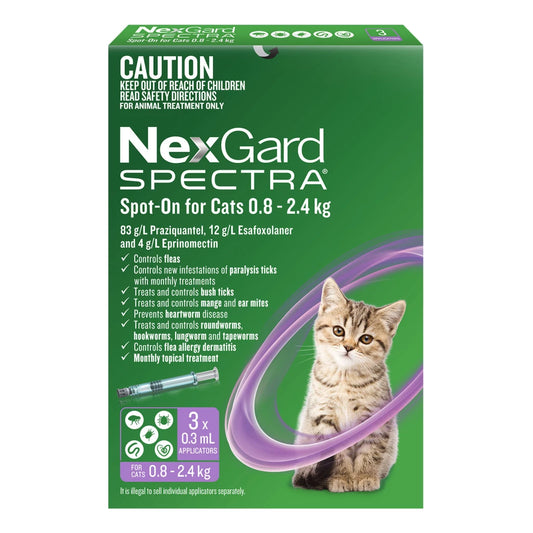 NexGard SPECTRA Flea, Tick & Worming Spot On for Cats 0.8 - 2.4kg