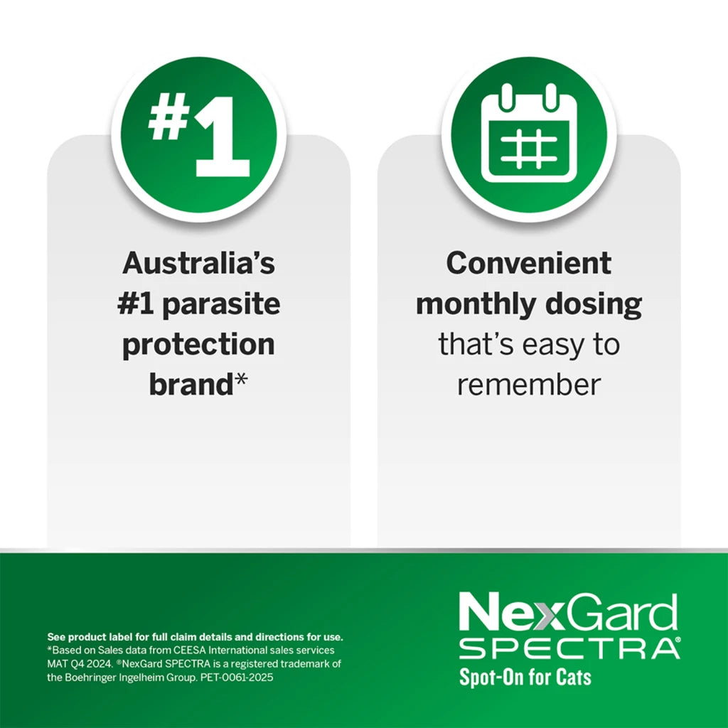 NexGard SPECTRA Flea, Tick & Worming Spot On for Cats 2.5 - 7.5kg