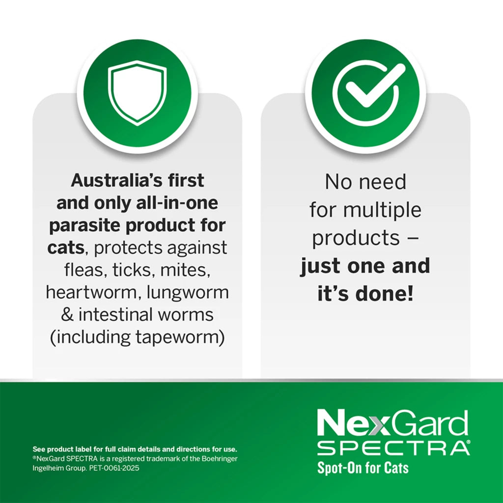 NexGard SPECTRA Flea, Tick & Worming Spot On for Cats 2.5 - 7.5kg
