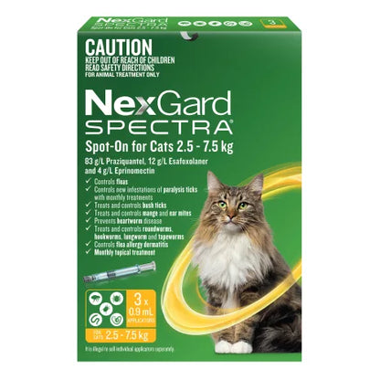 NexGard SPECTRA Flea, Tick & Worming Spot On for Cats 2.5 - 7.5kg