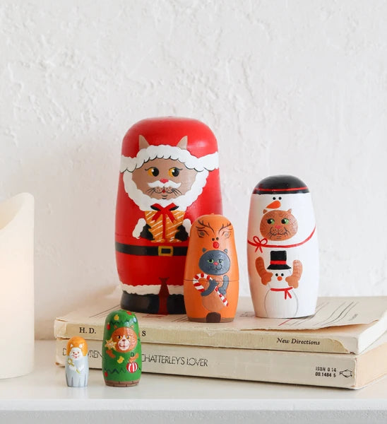 Christmas Cat Matryoshka Doll Set