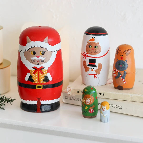Christmas Cat Matryoshka Doll Set
