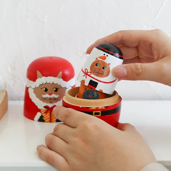 Christmas Cat Matryoshka Doll Set