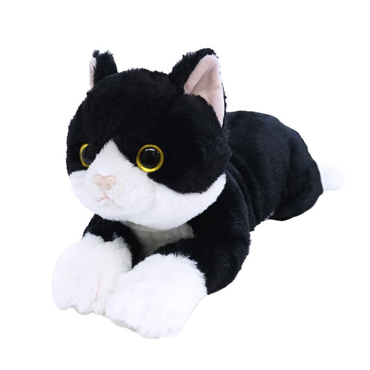 LYING CAT STUFFED TOY Tuxedo Cat Black and White Cat- Small