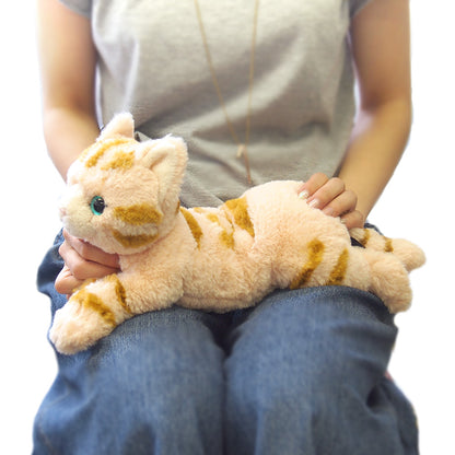 LYING CAT STUFFED TOY S BROWN TABBY
