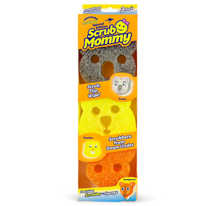 SCRUB MOMMY AUSSIE SHAPES SPONGE 3 PACK