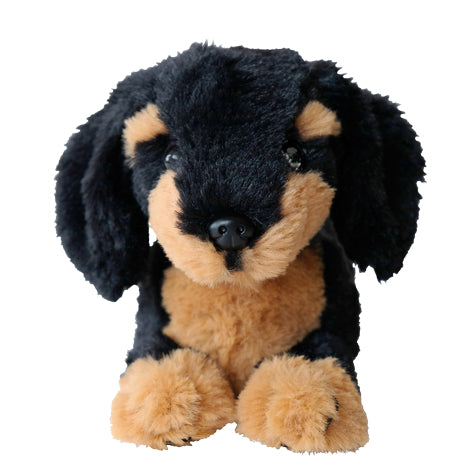 LYING DOG STUFFED TOY MINIATURE DACHSHUND BLACK Extra Small