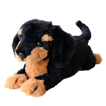 LYING DOG STUFFED TOY MINIATURE DACHSHUND BLACK Extra Small