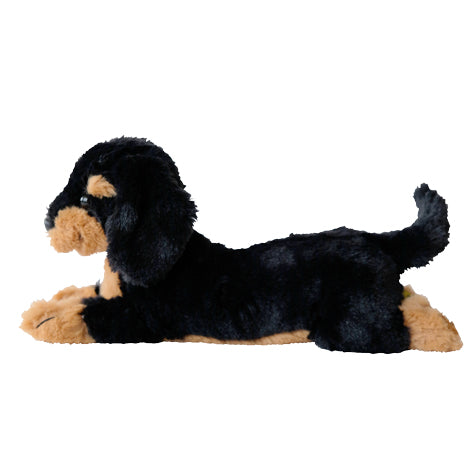 LYING DOG STUFFED TOY MINIATURE DACHSHUND BLACK Extra Small