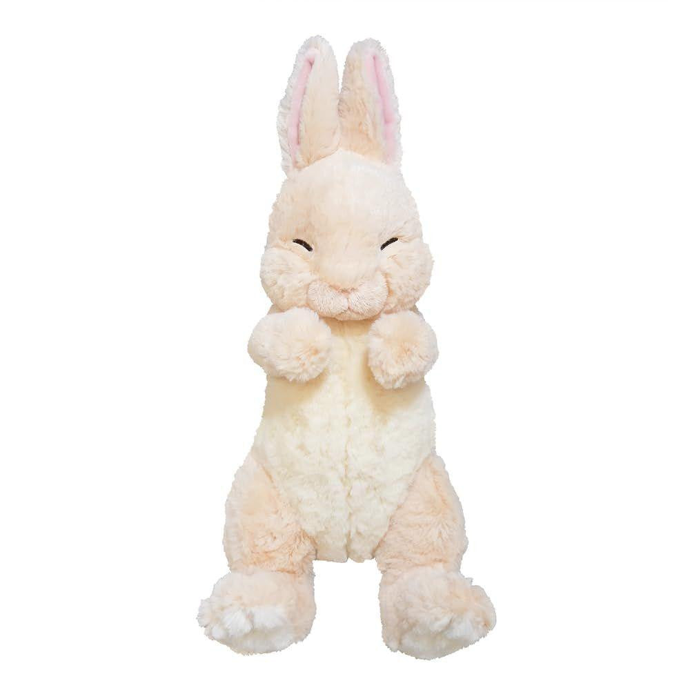 LYING RABBIT SLEEPING FACE STUFFED TOY BEIGE