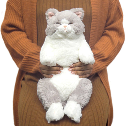 LYING CAT SLEEPING FACE STUFFED TOY M GY