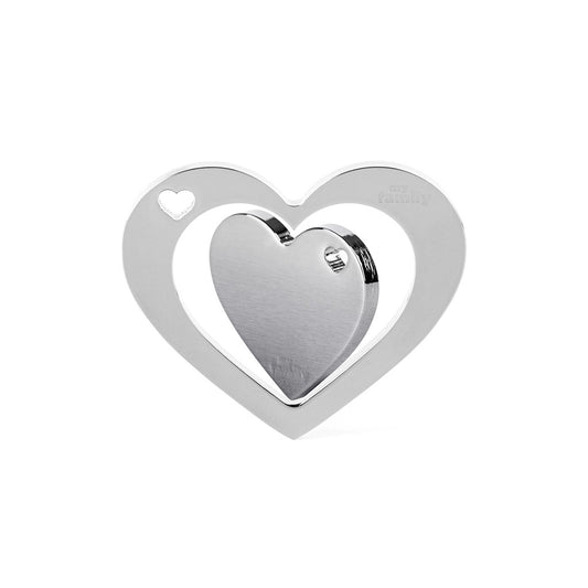 My Family TwoGether Double Heart ID Tag in Chrome-Plated Brass