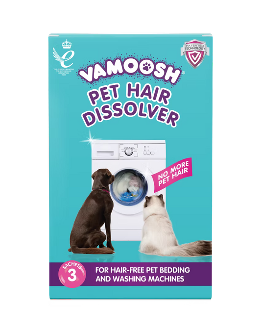 Vamoosh Pet Hair Remover for Washing Machines - 3 X 100g (3 Washes) - Pet Hair Dissolver for Dog and Cat Hair Removal