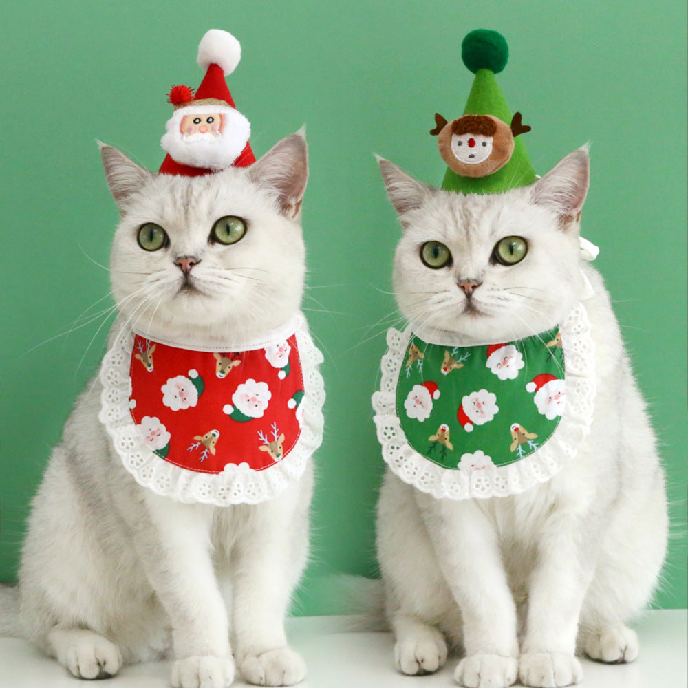 Pet Christmas Hat & Bandana Bib Set