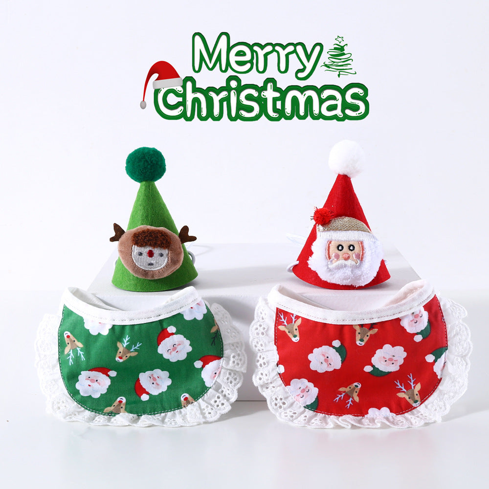Pet Christmas Hat & Bandana Bib Set