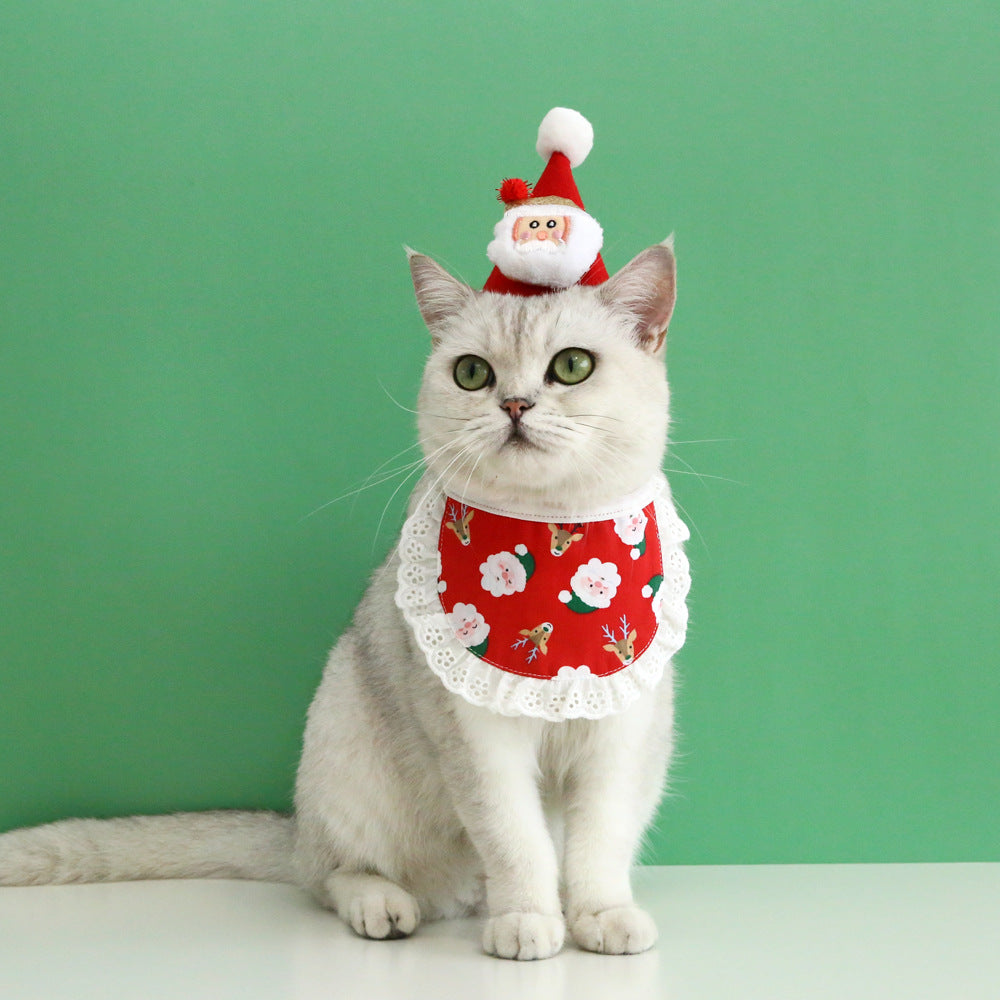 Pet Christmas Hat & Bandana Bib Set