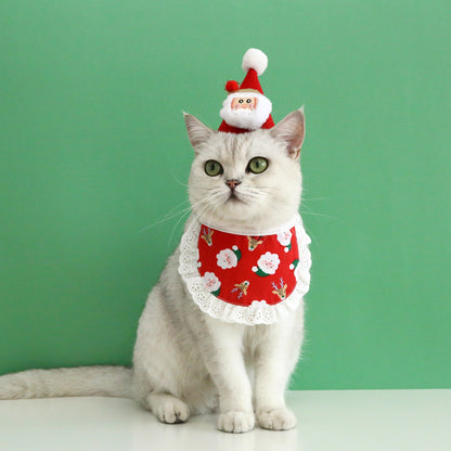 Pet Christmas Hat & Bandana Bib Set