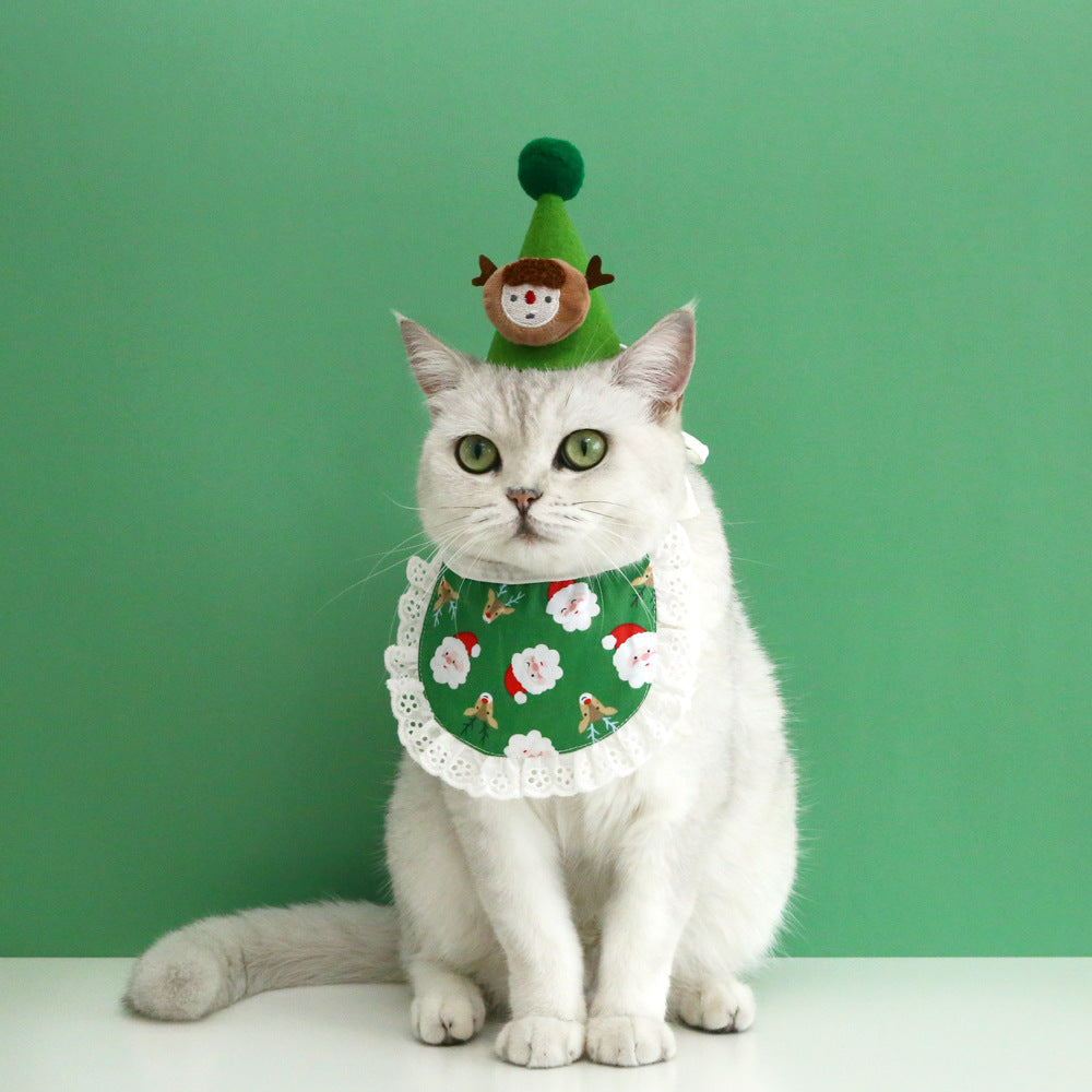 Pet Christmas Hat & Bandana Bib Set