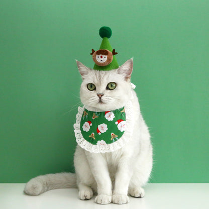 Pet Christmas Hat & Bandana Bib Set