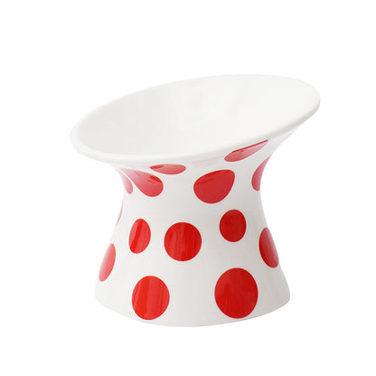Zeze Red Polka Dot Ceramic Pet Bowl (Large)